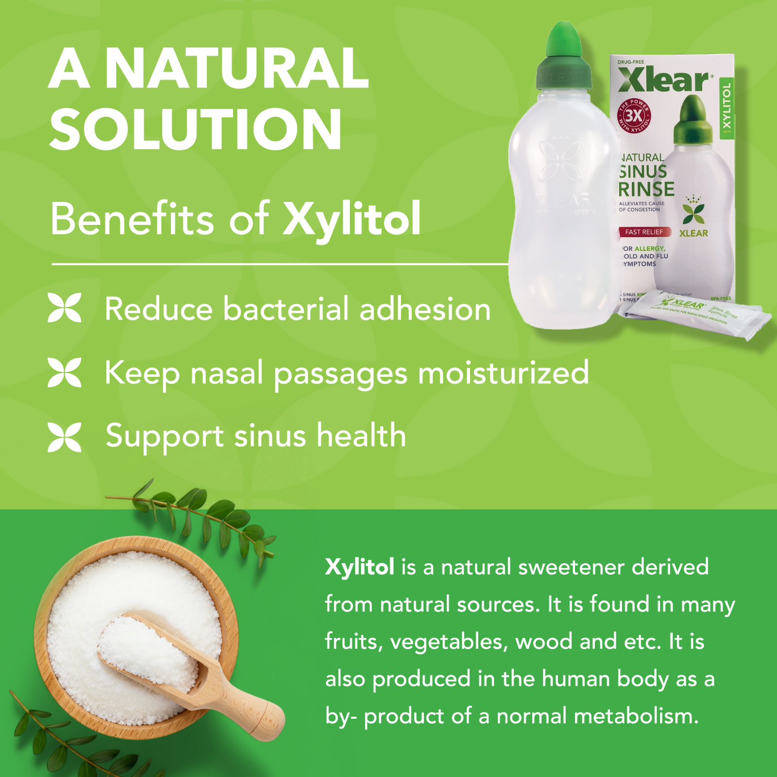 Natural Sinus Rinse with Xylitol and Saline Solution